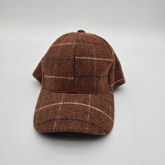 Anthropologie Hat Womens Brown Plaid Baseball Cap Strapback Wool Tweed 6 Panel main image 9